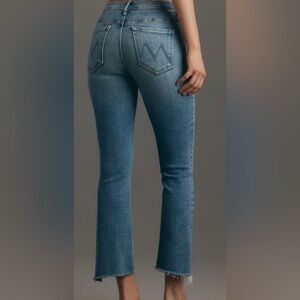 MOTHER Medium Blue Boot Cut Jeans with Raw Hem